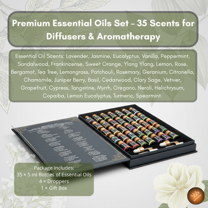 Premium Essential Oils Set – 35 Scents for Diffusers & Aromatherapy