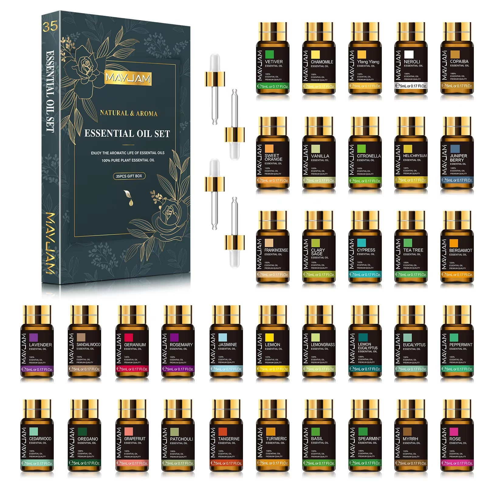 Premium Essential Oils Set – 35 Scents for Diffusers & Aromatherapy